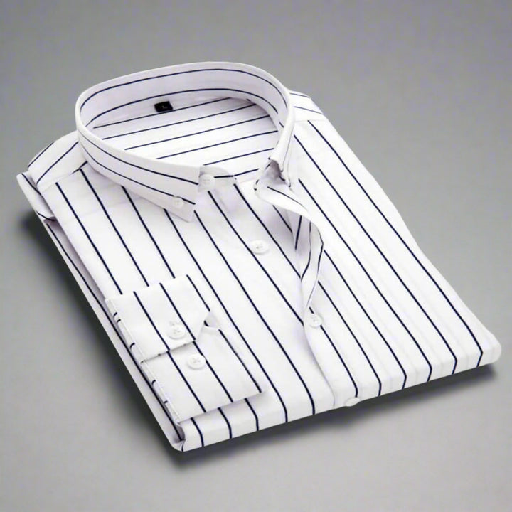 Men's Striped Cotton Long Sleeve Shirt