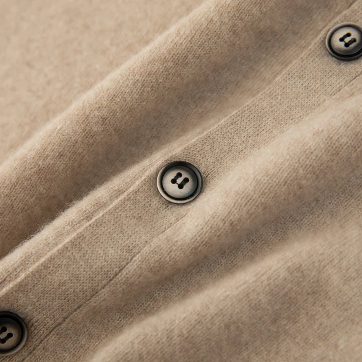 Close-up of beige fabric with button details