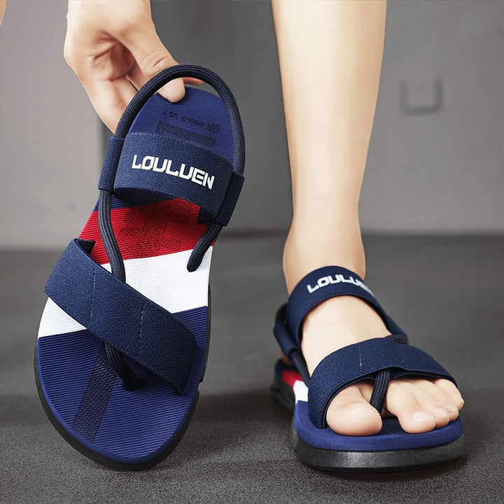 Mens colourblock Adjustable Toe Post Sandals