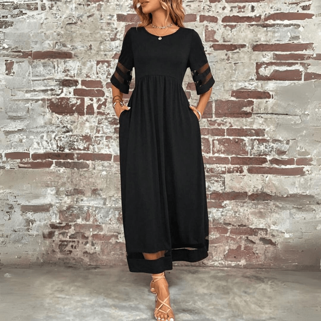 Merlot Mesh Accent Maxi Dress