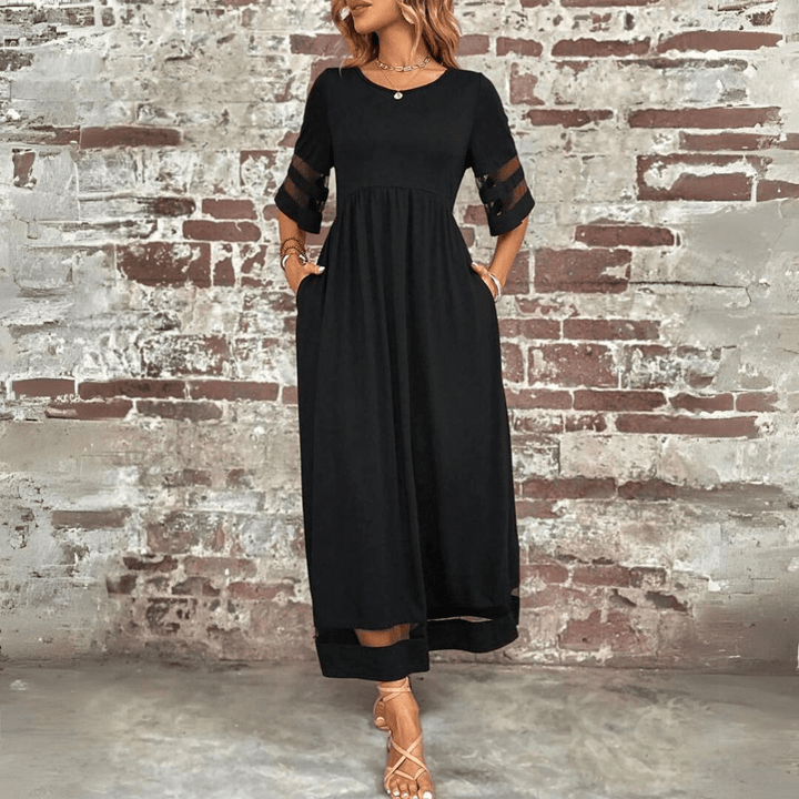 Merlot Mesh Accent Maxi Dress