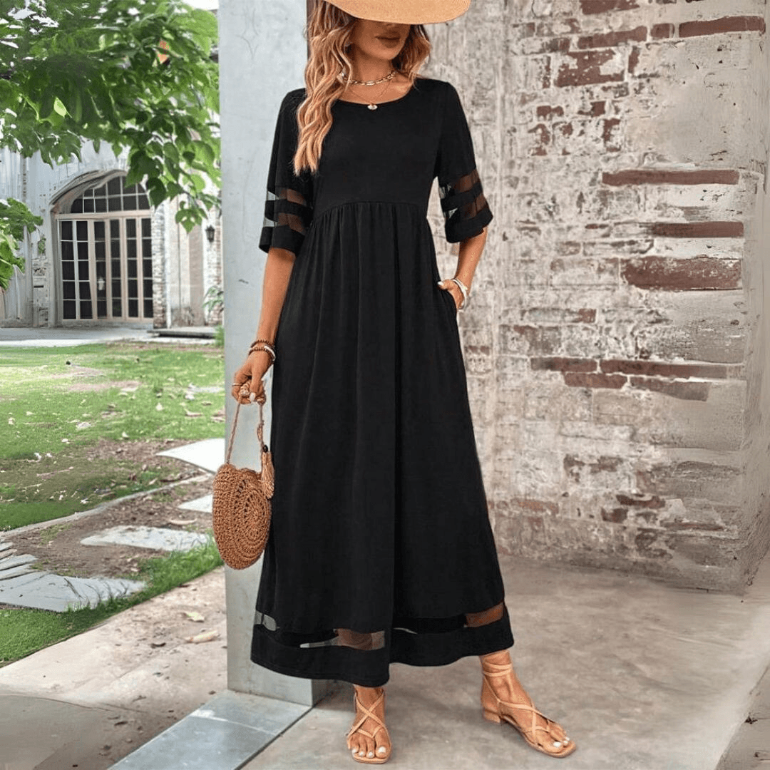 Merlot Mesh Accent Maxi Dress