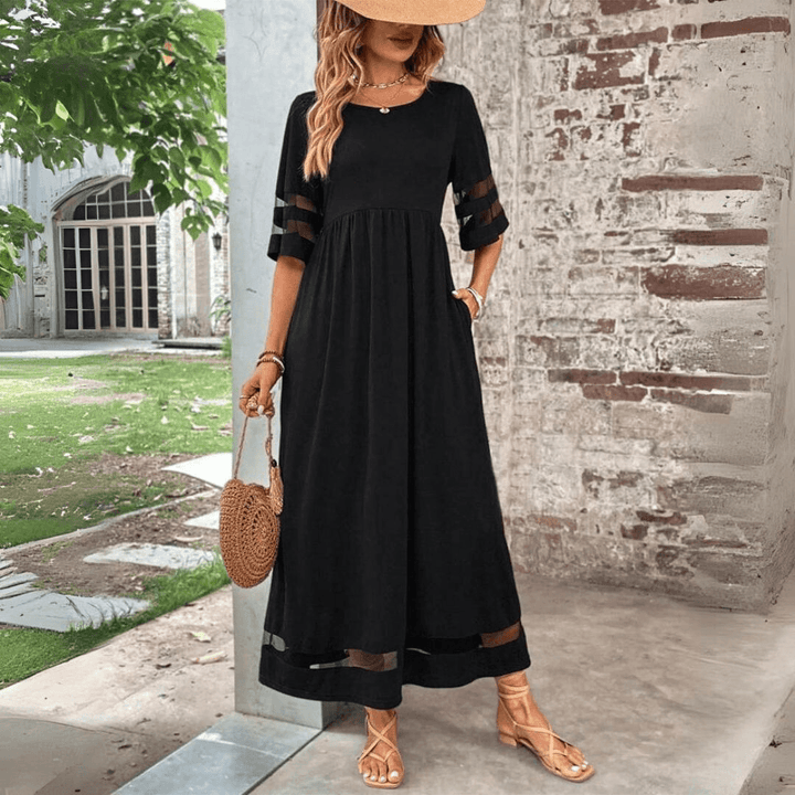 Merlot Mesh Accent Maxi Dress