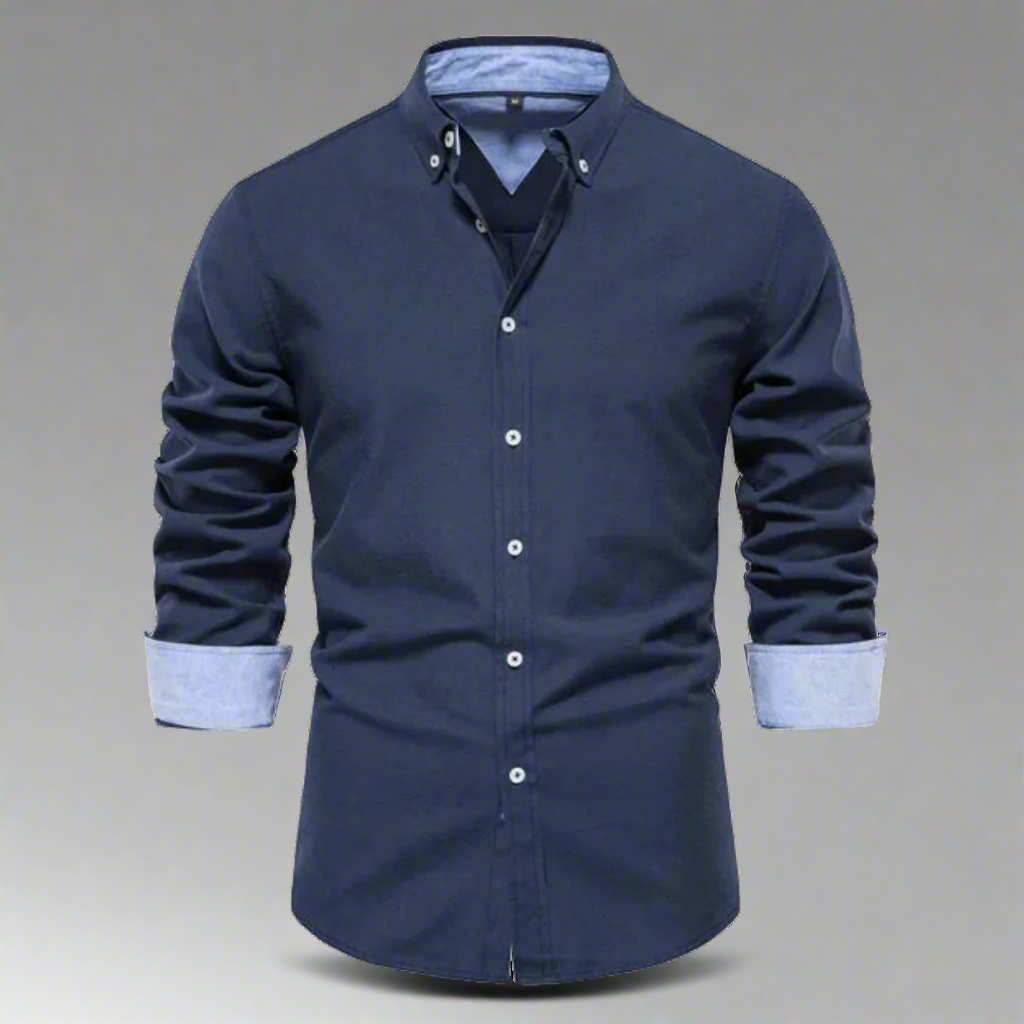Men's Stand Collar Cotton Shirt
