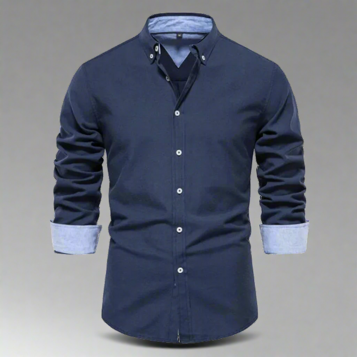 Men's Stand Collar Cotton Shirt