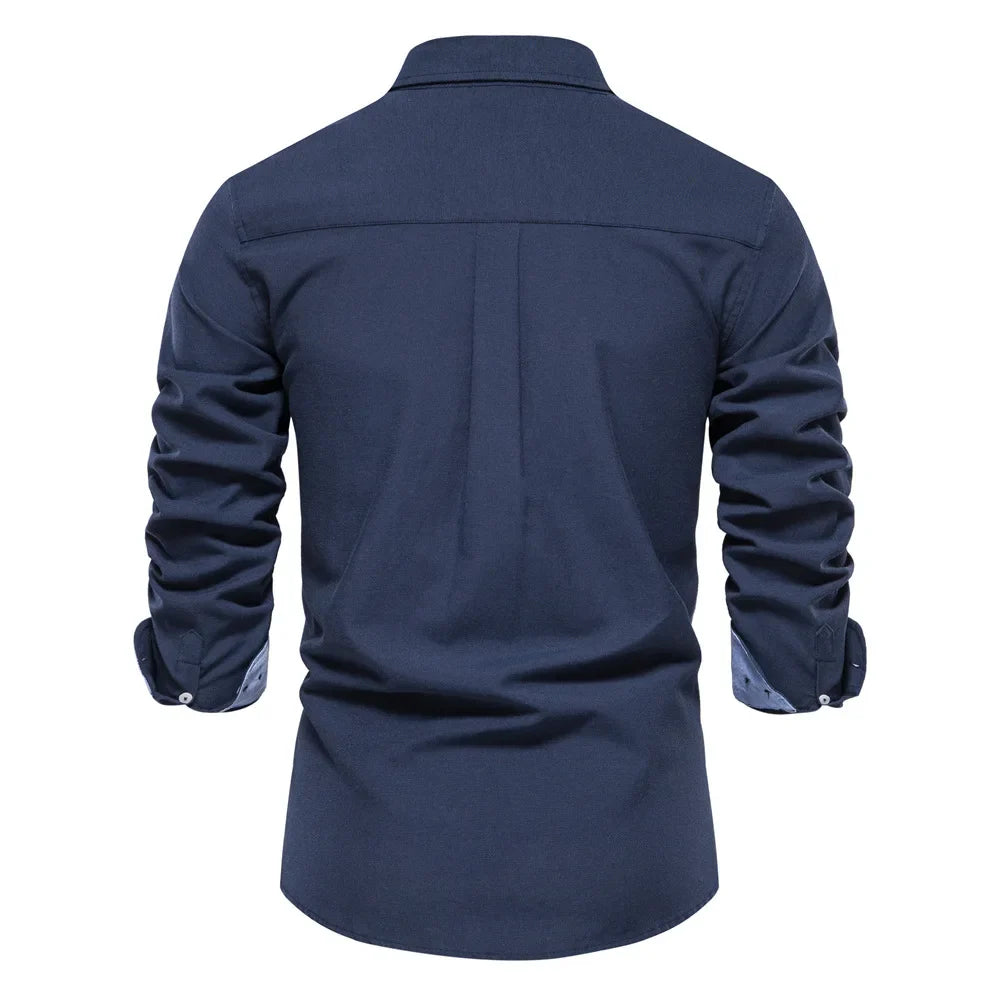 Men's Stand Collar Cotton Shirt