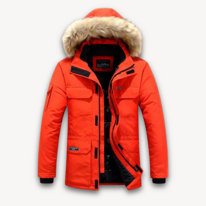 Men's Waterproof Parka With Fur Trim Hood