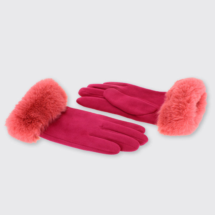 Gloves with Faux Fur Edge