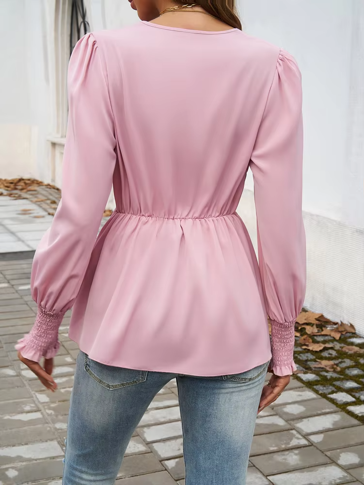 Tie-Waist V-Neck Blouse