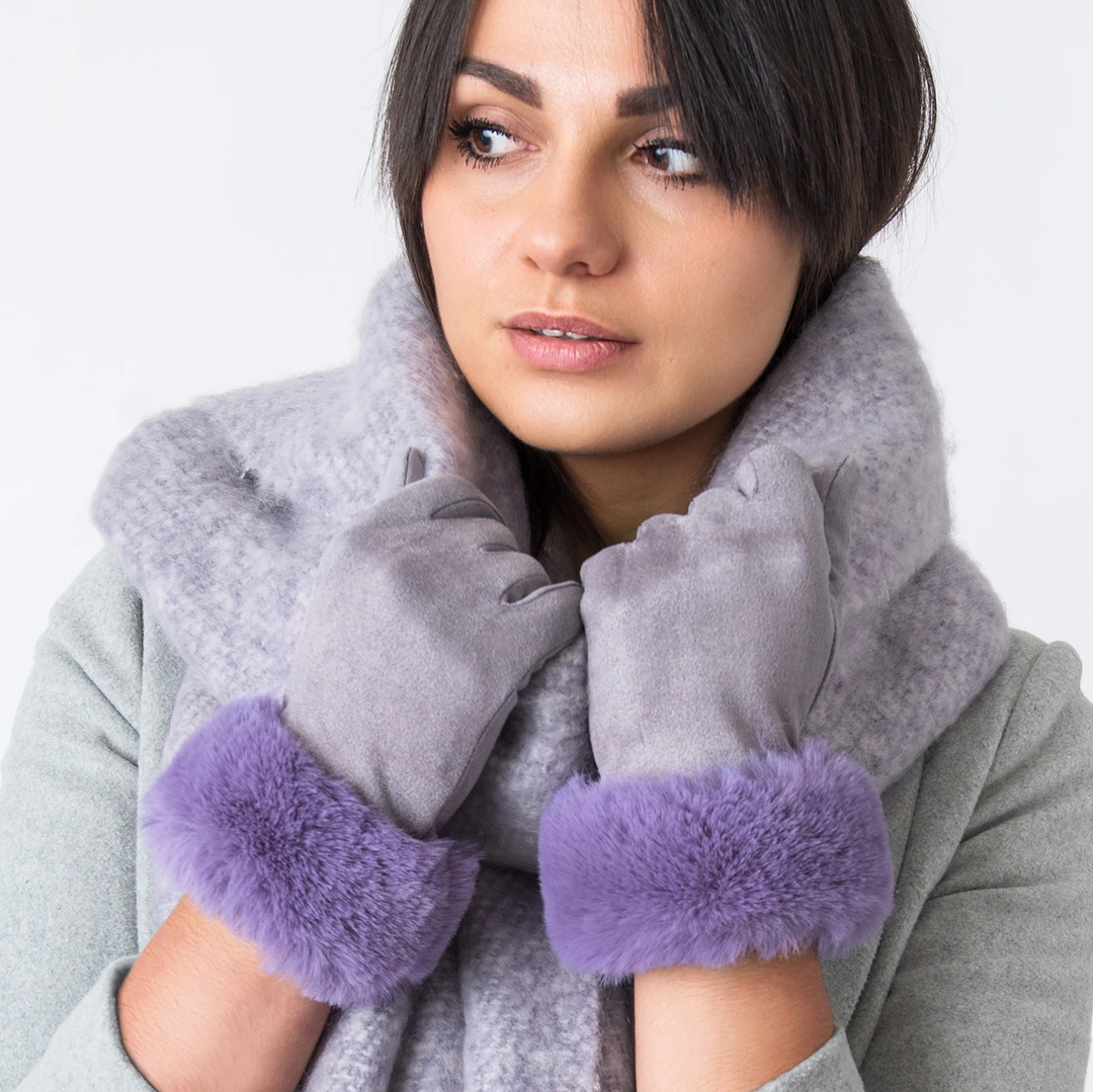 Gloves with Faux Fur Edge
