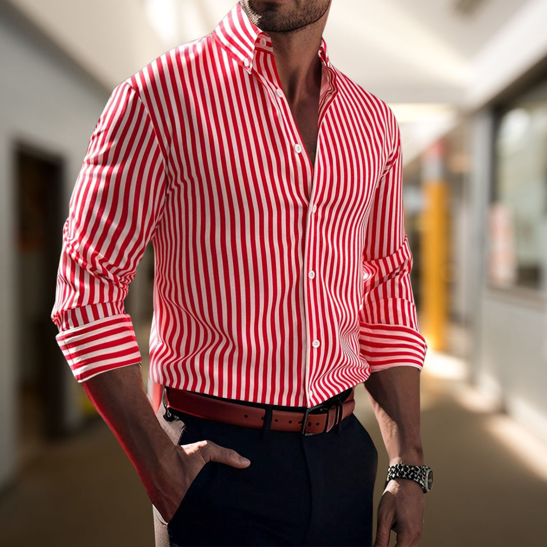  Men's Riviera Stripe Long Sleeve Shirt