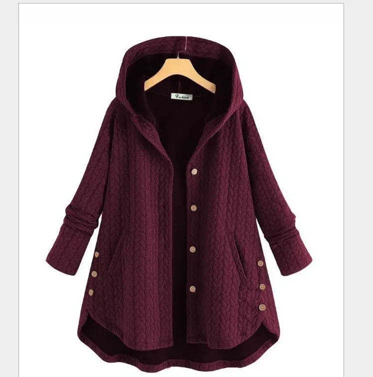 Women’s Cascade Knit Long Coat With Hooded