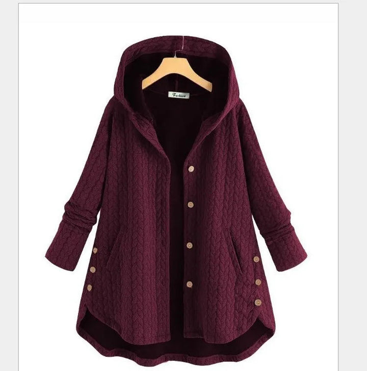 Women’s Cascade Knit Long Coat With Hooded