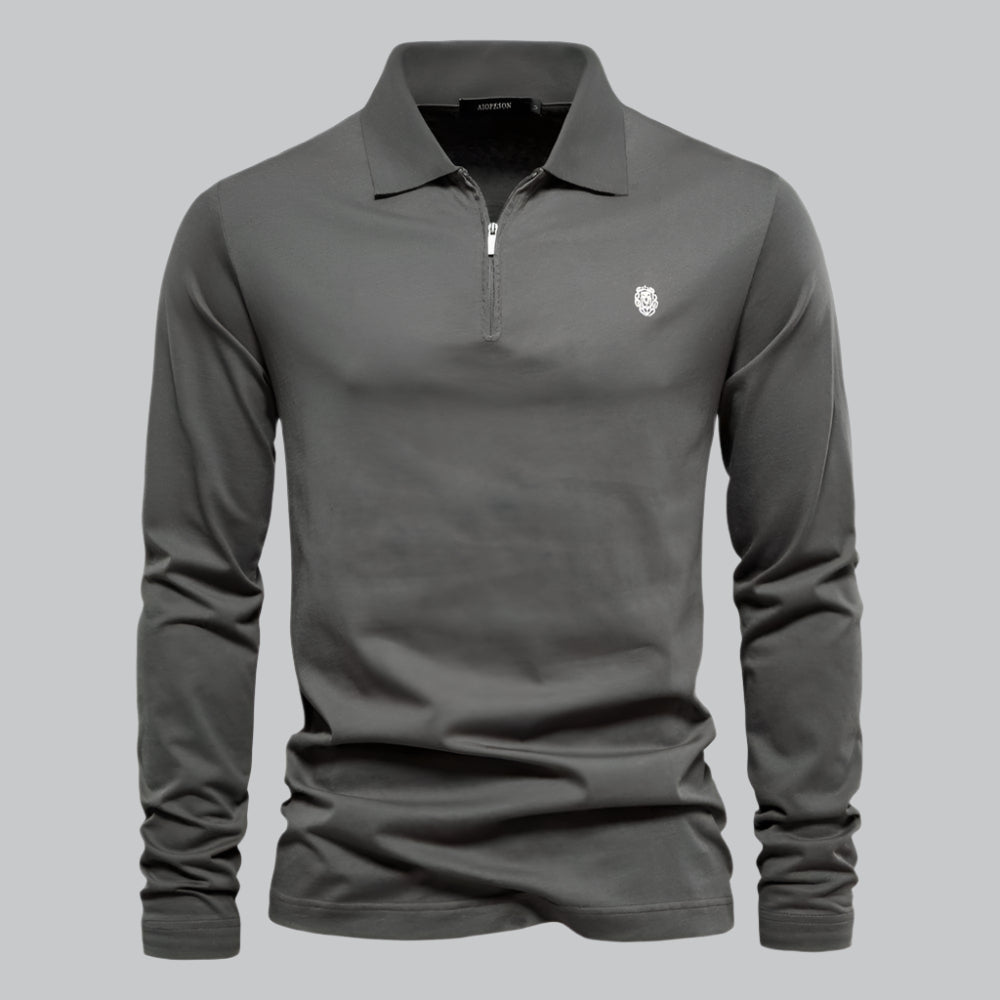 Refined Cotton Long-Sleeve Polo