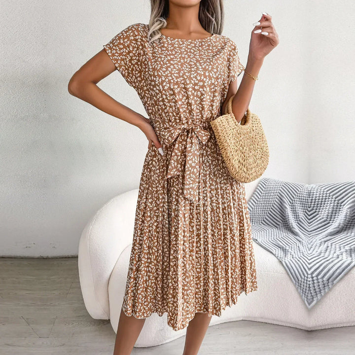  Serene Floral Midi Dress with High Waist