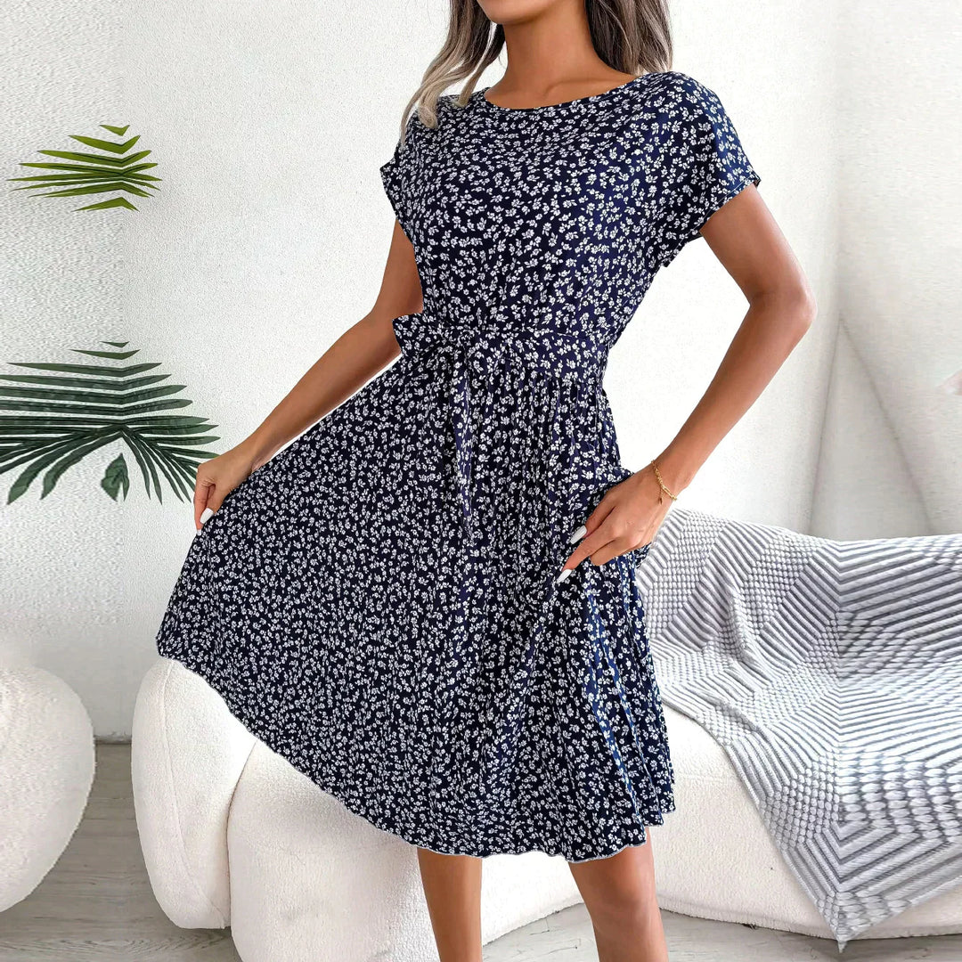  Serene Floral Midi Dress with High Waist