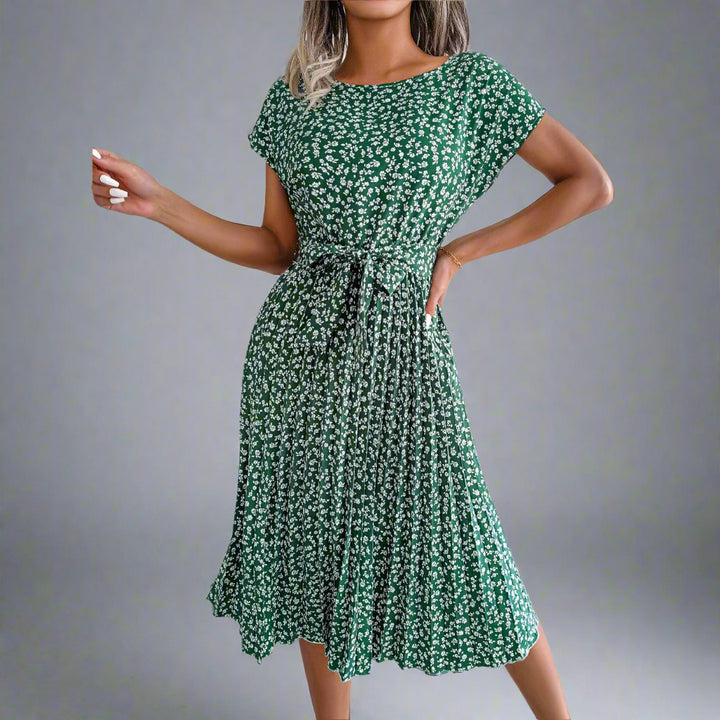  Serene Floral Midi Dress with High Waist