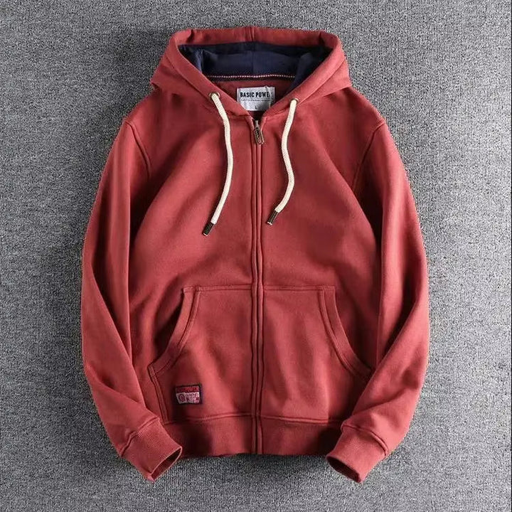 Men's Essential Soft Fleece Zip-Through Hoodie