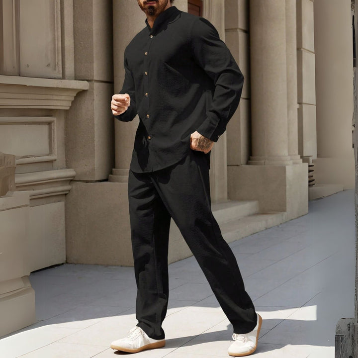Men's Stand Collar Shirt & Pants Set