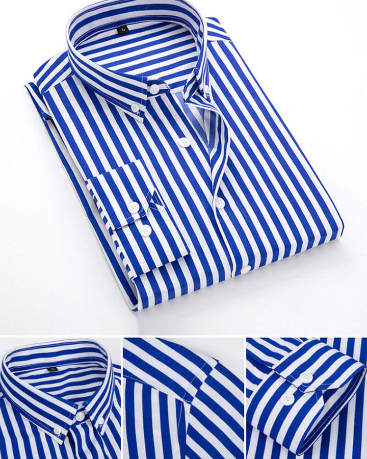 Men's Striped Cotton Long Sleeve Shirt