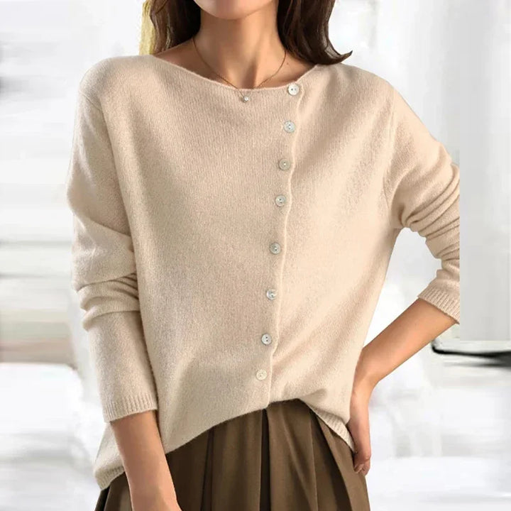 Sweater with Asymmetric Button Design