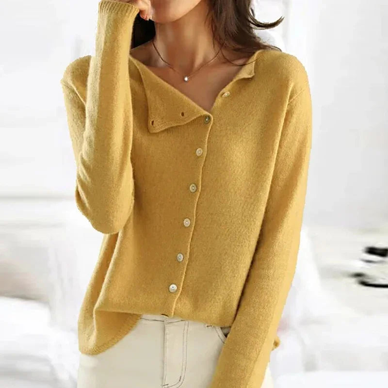 Sweater with Asymmetric Button Design