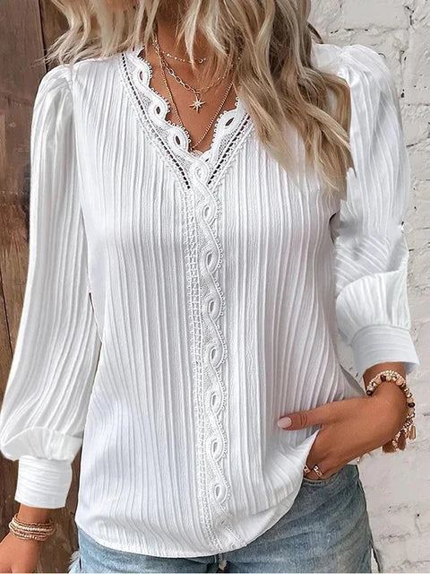 Elegant Lace V-Neck Blouse