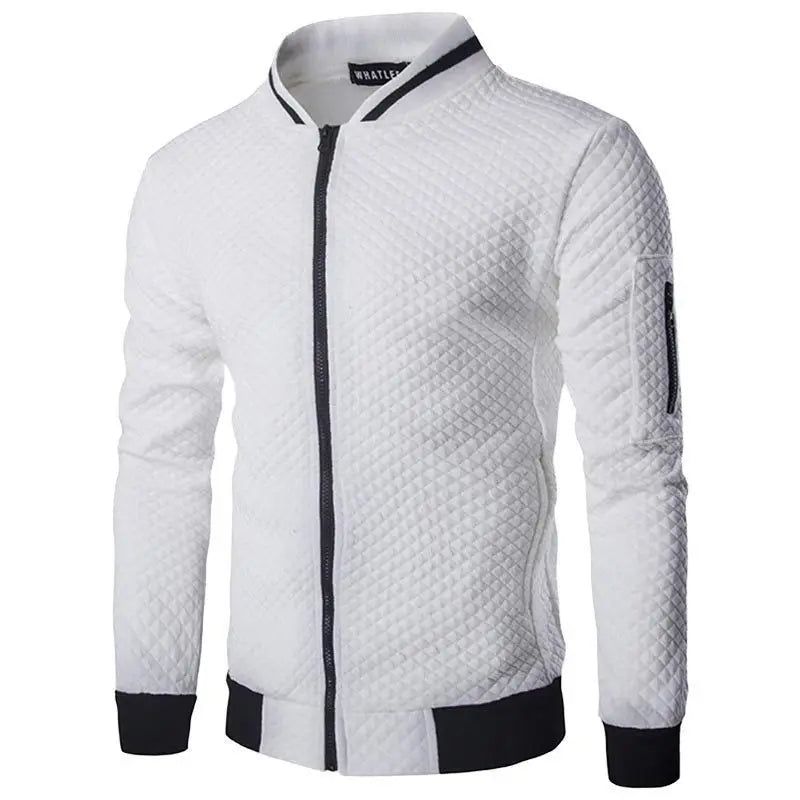 Embroidered Terry Stand Collar Zip Jacket