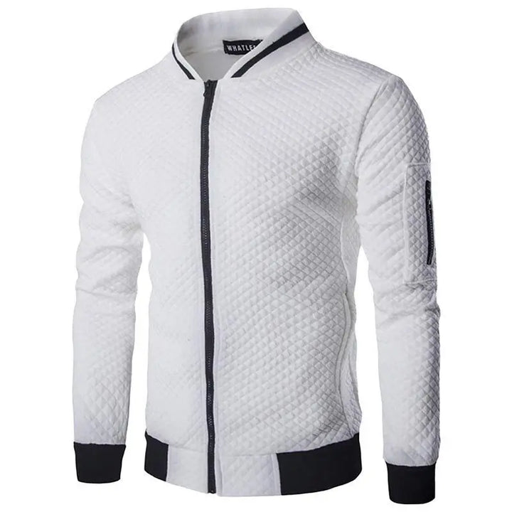 Embroidered Terry Stand Collar Zip Jacket