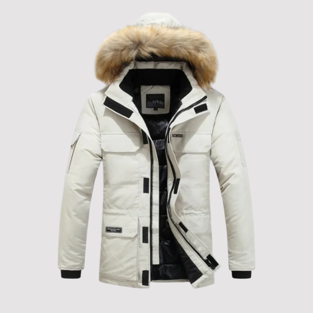 Men's Waterproof Parka With Fur Trim Hood