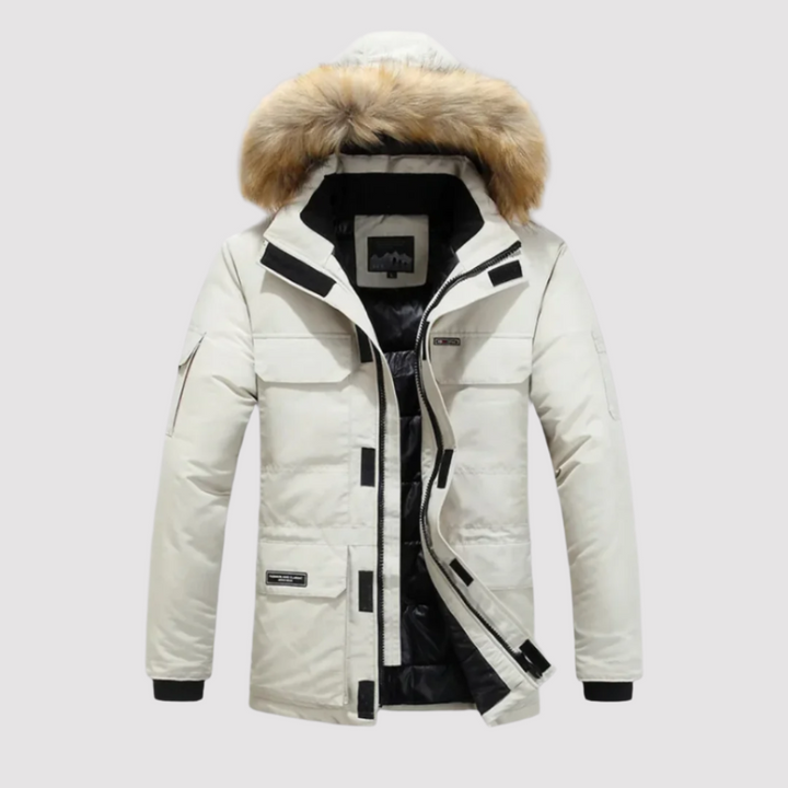 Men's Waterproof Parka With Fur Trim Hood