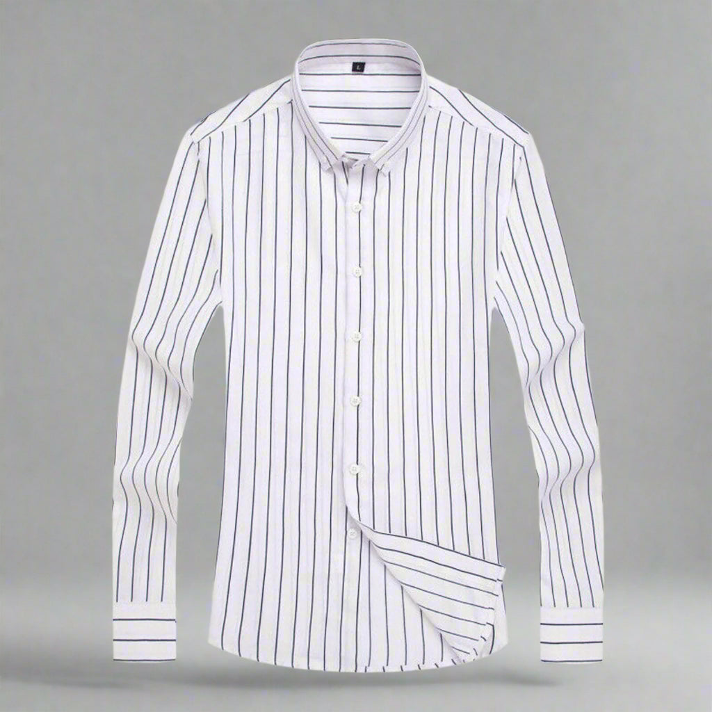 Men's Striped Cotton Long Sleeve Shirt