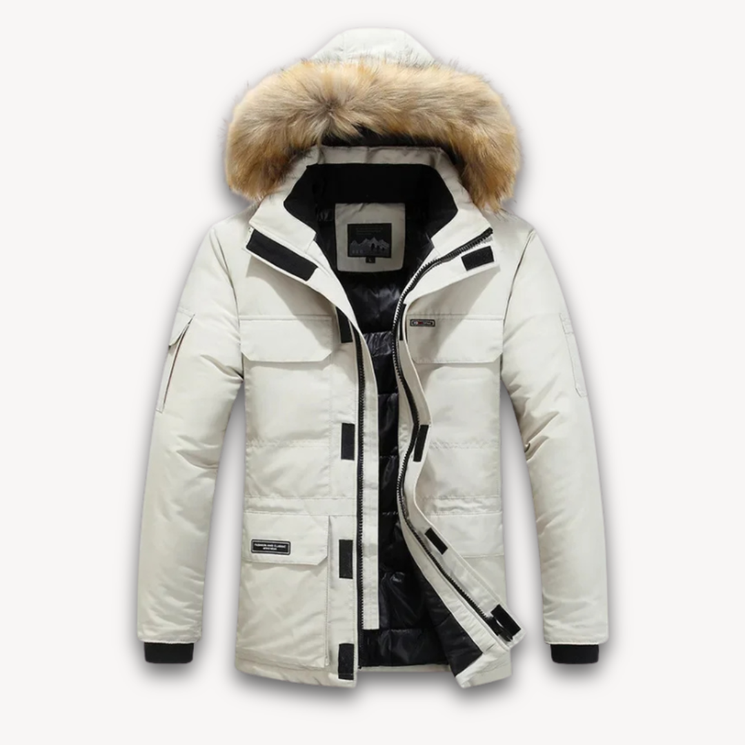 Men's Waterproof Parka With Fur Trim Hood