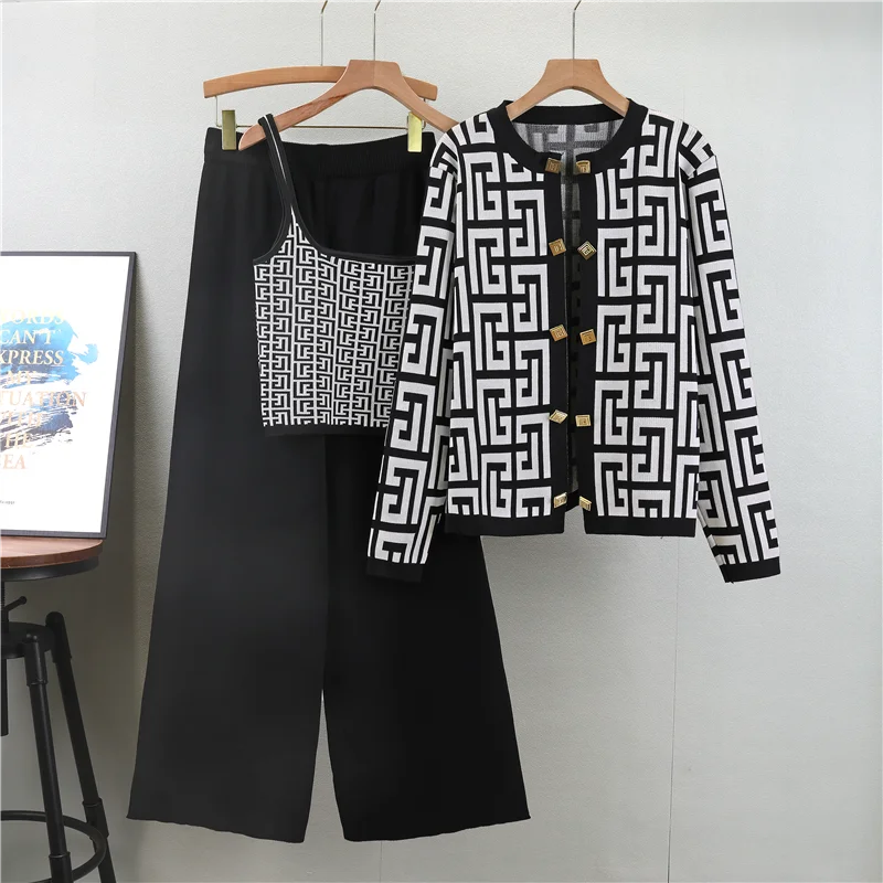 Women Knitwear Three-Piece CO-Ord Set
