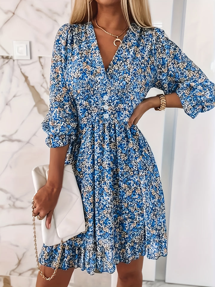 Ruffle Hem Floral Mini Dress