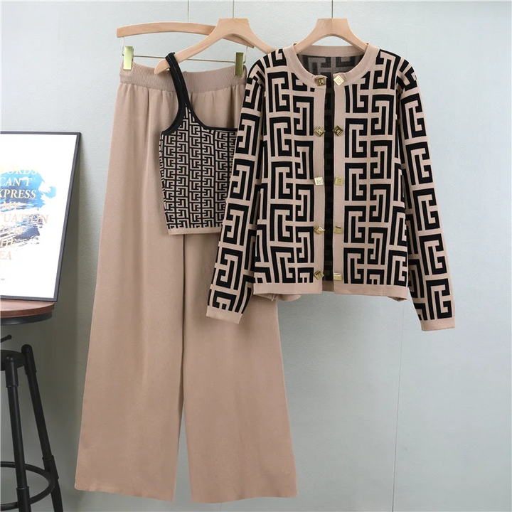 Women Knitwear Three-Piece CO-Ord Set