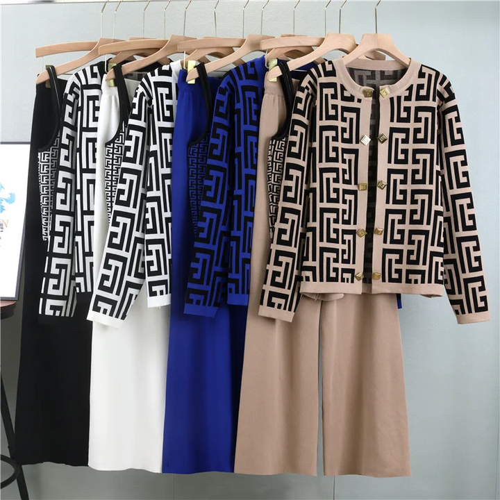 Women Knitwear Three-Piece CO-Ord Set