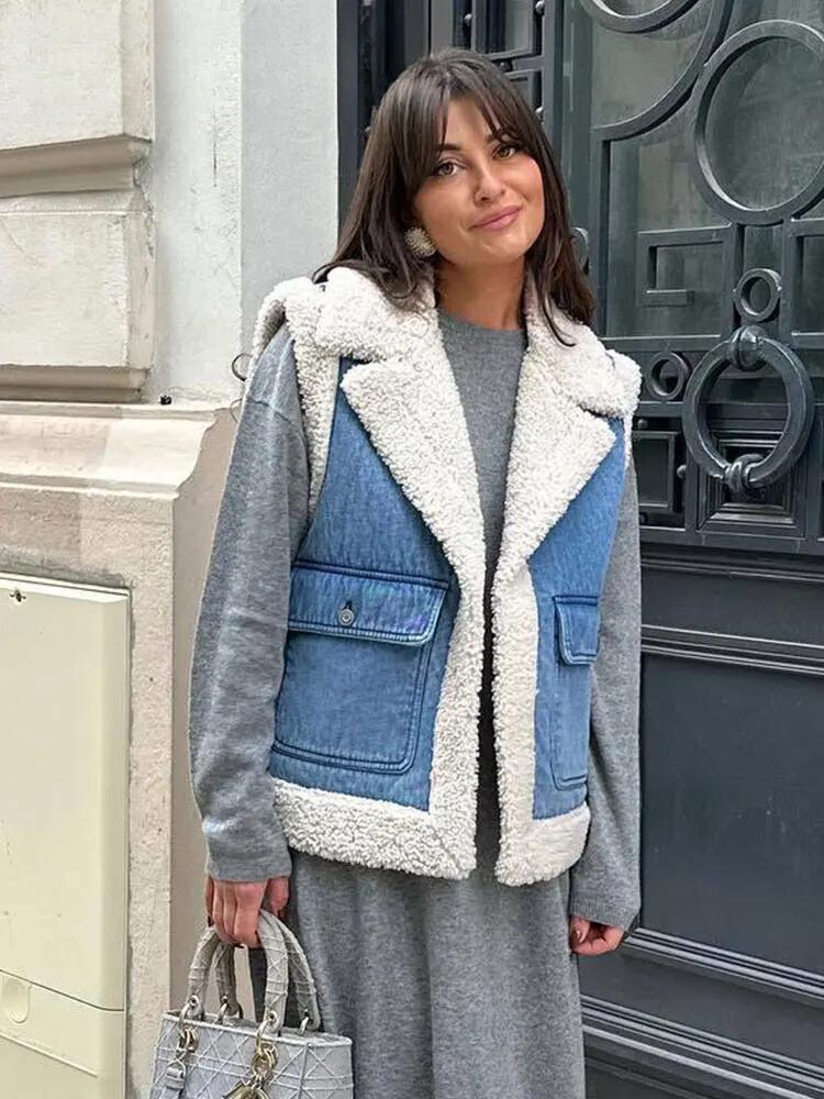 Women's Denim Vest – Pattern & Notched Collar