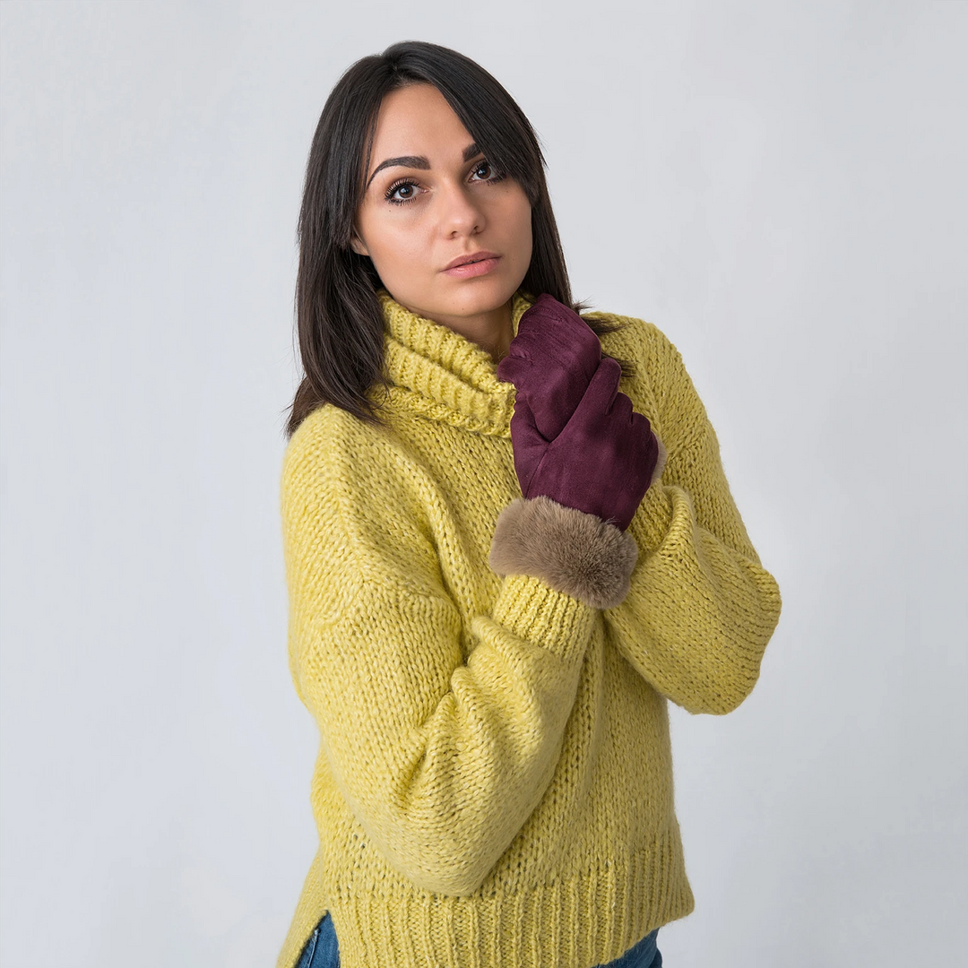 Gloves with Faux Fur Edge