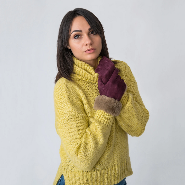 Gloves with Faux Fur Edge
