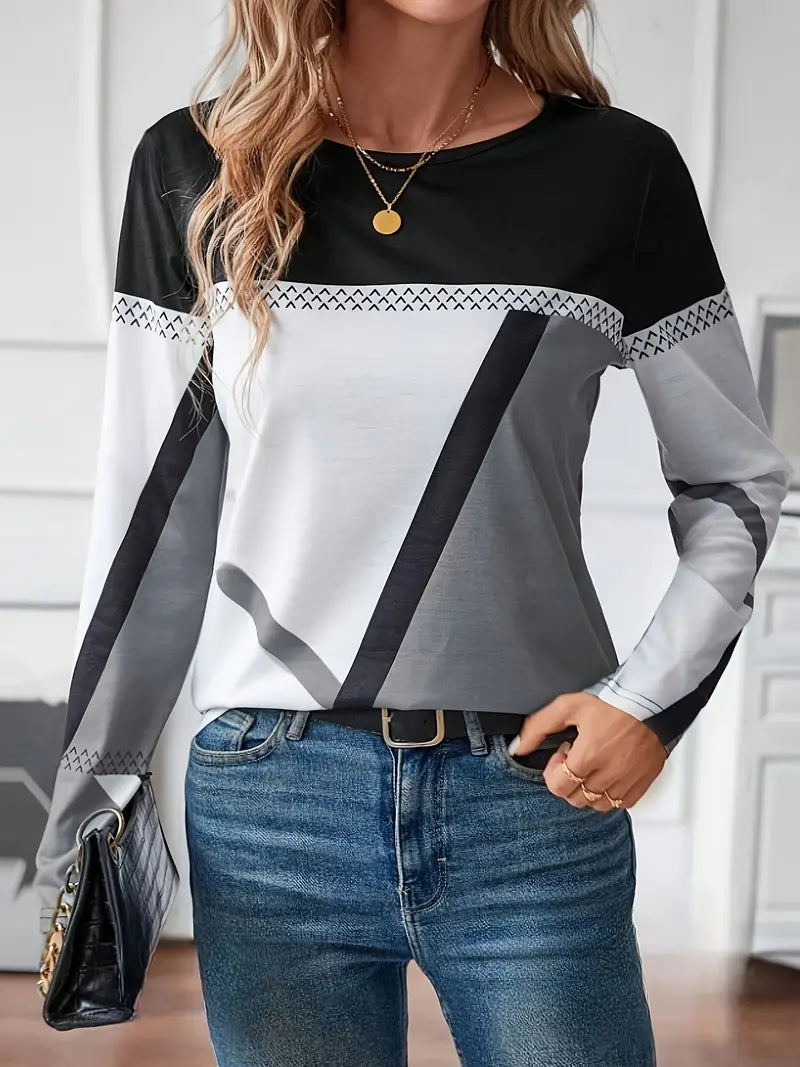 Women's Abstract Geometry Colour Block Top