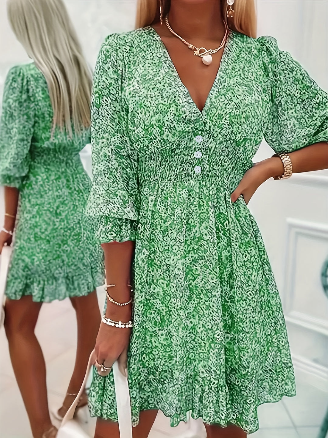 Ruffle Hem Floral Mini Dress