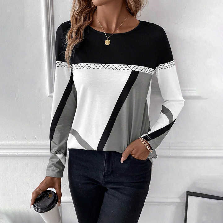 Women's Abstract Geometry Colour Block Top