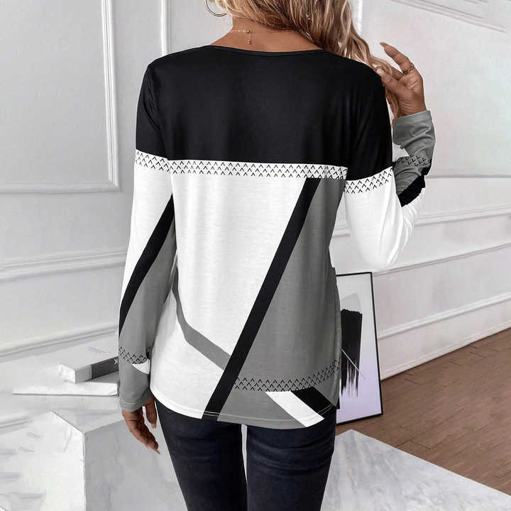 Women's Abstract Geometry Colour Block Top