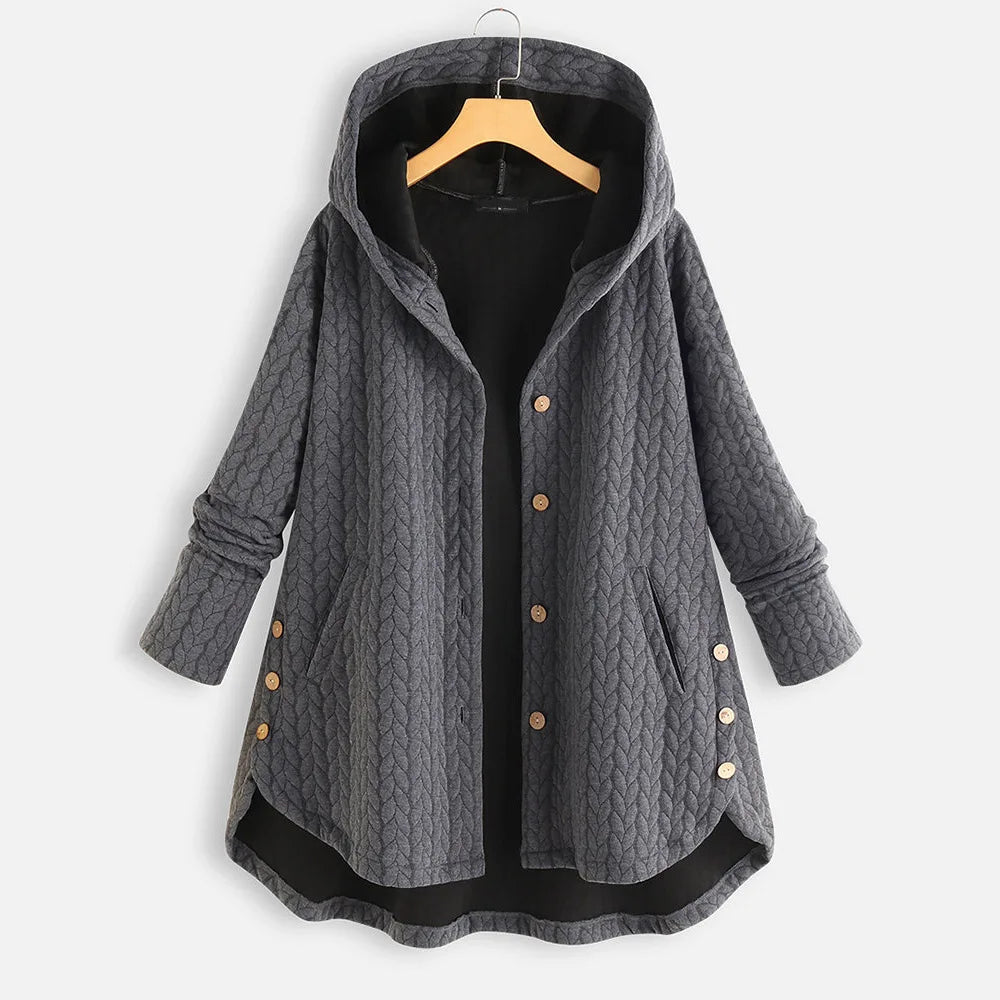 Women’s Cascade Knit Long Coat With Hooded