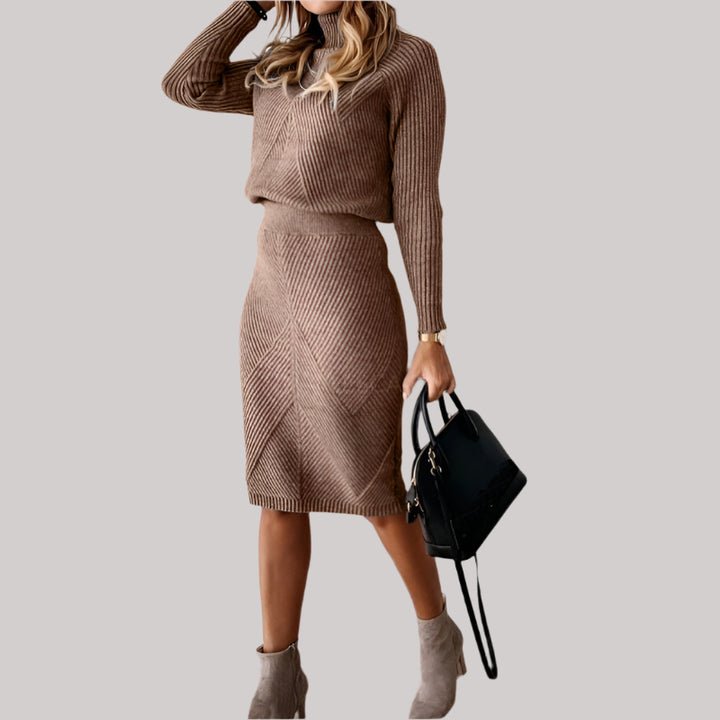 Women’s High Neck Knit Midi Dress