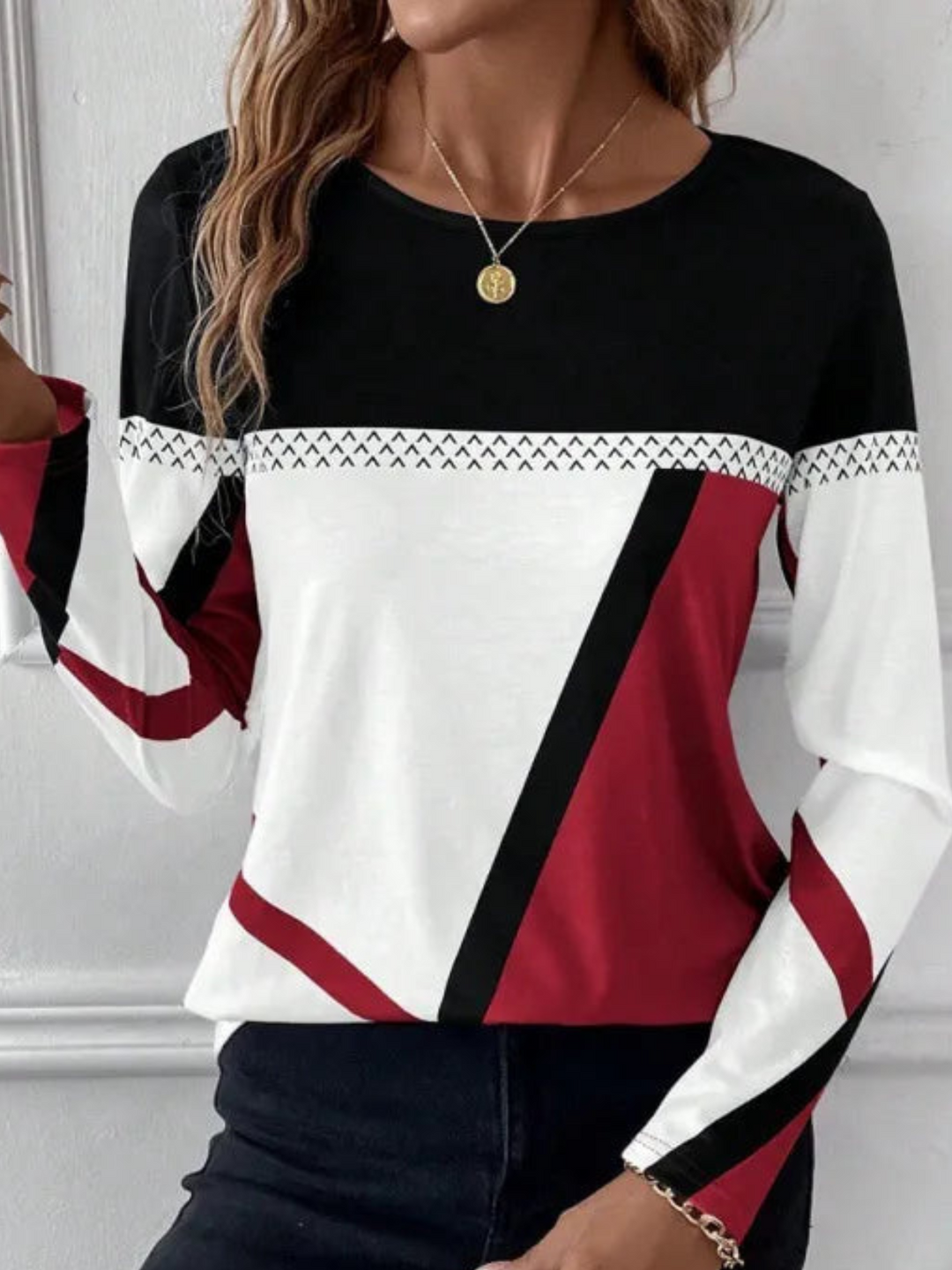 Women's Abstract Geometry Colour Block Top