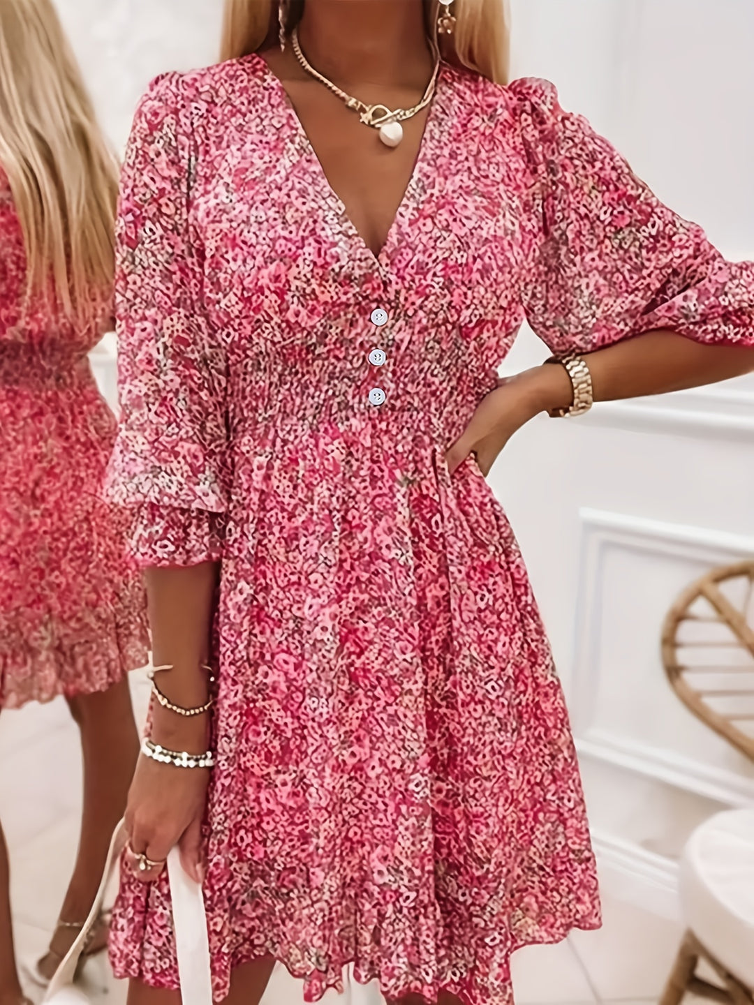 Ruffle Hem Floral Mini Dress