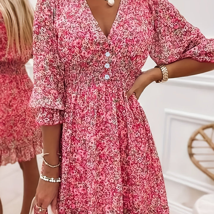 Ruffle Hem Floral Mini Dress