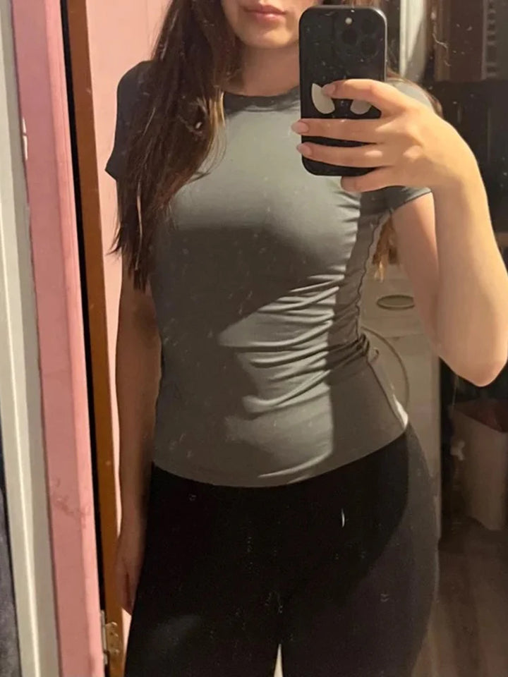  Women Short-Sleeve Skinny Knit Top